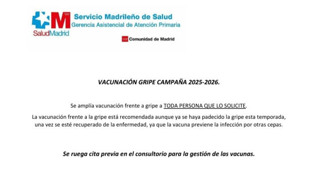 Campaña de vacunación gripe 2025-2026